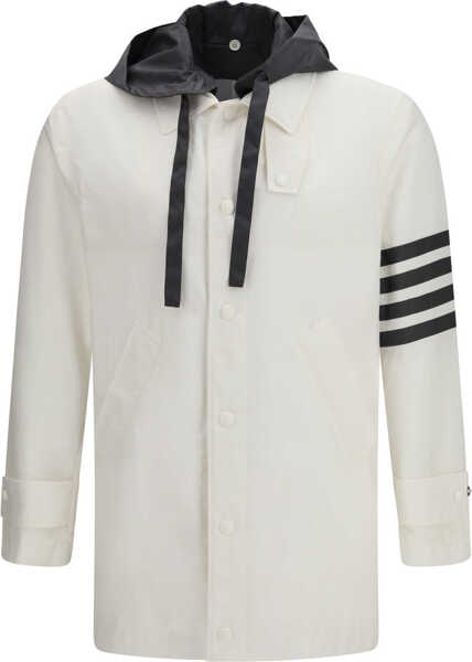 Bluze de trening Thom Browne Unconstructed hooded Bal Collar WHITE Barbati (BM 19773371) 1