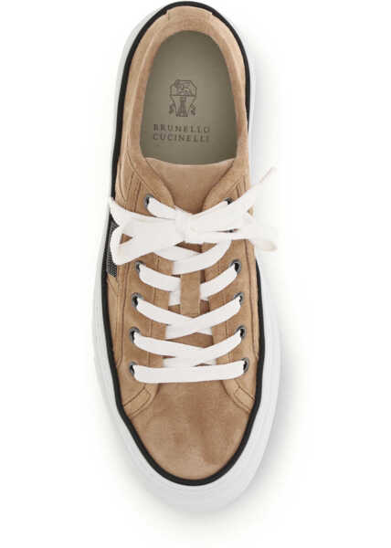 Sneakers Brunello Cucinelli Shiny Tab suede Sneakers BISQUE Femei (BM 19773380) 4