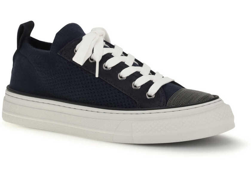 Sneakers Brunello Cucinelli Cotton knit and suede Sneakers ABISSO Femei (BM 19773386) 2