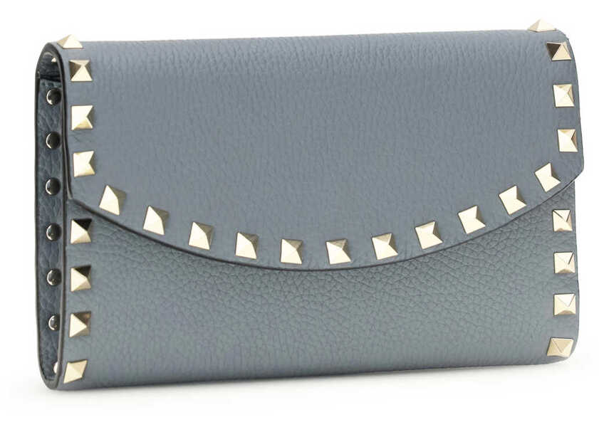 Portofele Valentino Garavani Rockstud chain Wallet STONE GREY Femei (BM 19773428) 2