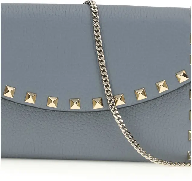 Portofele Valentino Garavani Rockstud chain Wallet STONE GREY Femei (BM 19773428) 4