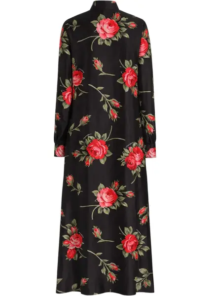 Rochii casual Dolce & Gabbana Rose Bouquet Print Twill Long Dress BLACK Femei (BM 19773965) 3