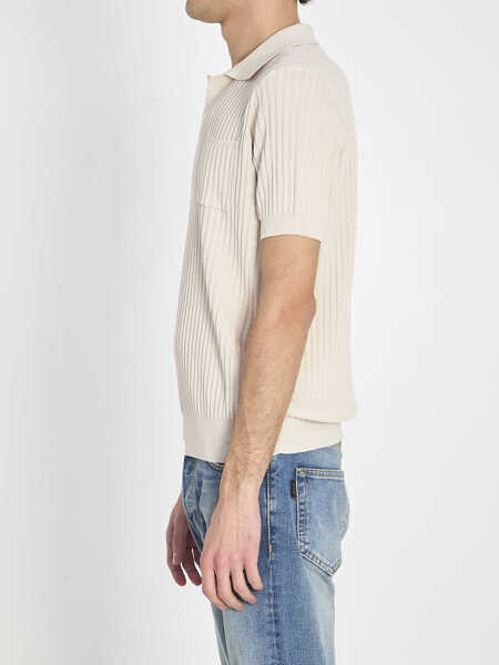 Tricouri Polo Roberto Collina Ribbed Polo Shirt BEIGE Barbati (BM 19774067) 3