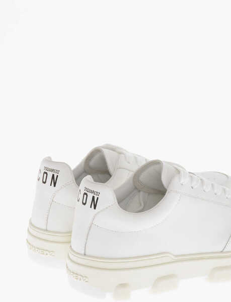 Sneakers DSQUARED2 Icon Leather Low Sneakers Basket Solid-Color White Barbati (BM 19774334) 2
