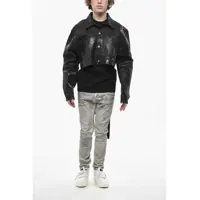 Geci Rick Owens pentru Barbati - Geci de blugi Rick Owens Drkshdw Cropped-Fit Jacket Jumbo Worker In Coated Denim Black Barbati (BM 19774367) - B-mall.ro