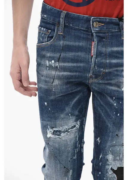 Blugi slim fit DSQUARED2 Stretch Denim Jeans Super Twinky Vintage Effect 14Cm Blue Barbati (BM 19774382) 3