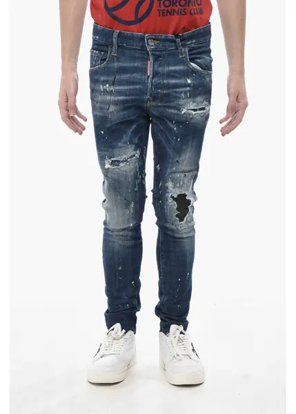 Blugi slim fit DSQUARED2 Stretch Denim Jeans Super Twinky Vintage Effect 14Cm Blue Barbati (BM 19774382) 1