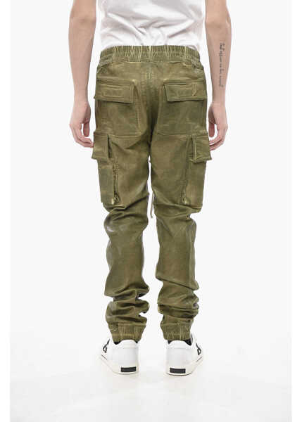 Pantaloni casual Rick Owens Drkshdw Coated Cotton Cargo Pants Mastodon Cut With Elastic Green Barbati (BM 19774394) 2