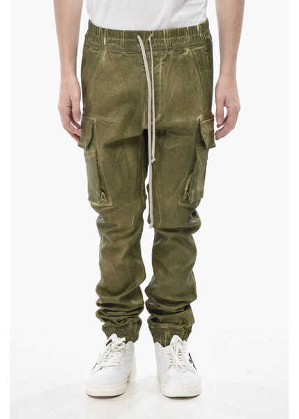 Pantaloni casual Rick Owens Drkshdw Coated Cotton Cargo Pants Mastodon Cut With Elastic Green Barbati (BM 19774394) 1