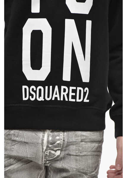 Bluze de trening DSQUARED2 Icon Cotton Fleece Crewneck Sweatshirt Cool Fit With Contras Black Barbati (BM 19774409) 3