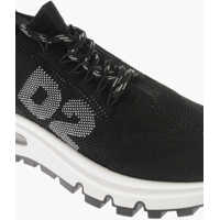 Sneakers DSQUARED2 Dama - Sneakers DSQUARED2 Perforated Fabric Low Sneakers Runds2 With Monogram Black Femei (BM 19774433) - B-mall.ro