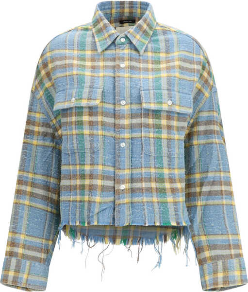 Camasi casual R13 Plaid Shirt with frayed hem LIGHT BLUE PLAID Femei (BM 19774514) 1