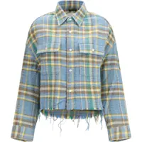 Camasi casual Plaid Shirt with frayed hem Femei