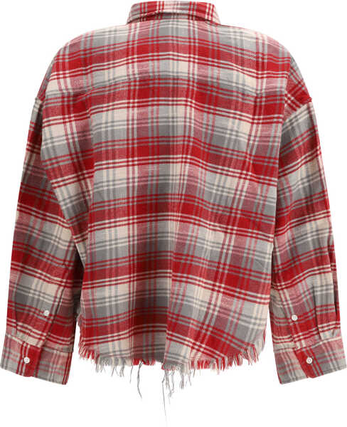 Camasi casual R13 Plaid Shirt with frayed hem RED GREY PLAID Femei (BM 19774520) 2
