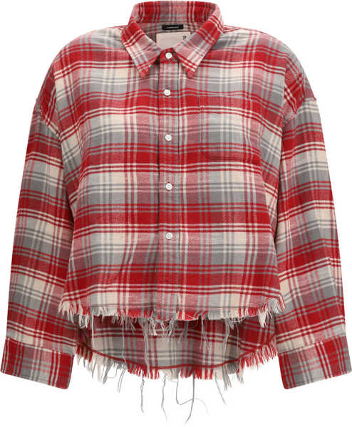 Camasi casual R13 Plaid Shirt with frayed hem RED GREY PLAID Femei (BM 19774520) 1
