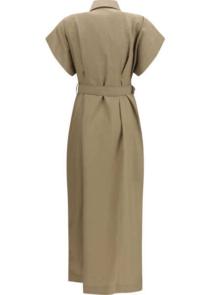 Rochii Brunello Cucinelli Pocket belted midi Dress EARTH BROWN Femei (BM 19774538) 2