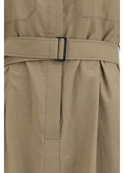 Rochii Brunello Cucinelli Pocket belted midi Dress EARTH BROWN Femei (BM 19774538) 3