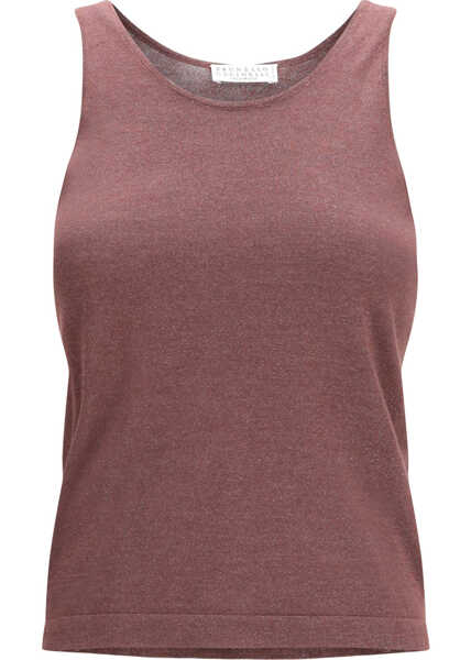 Topuri Brunello Cucinelli Sparkling knit Tank Top RHUBARB Femei (BM 19774544) 1