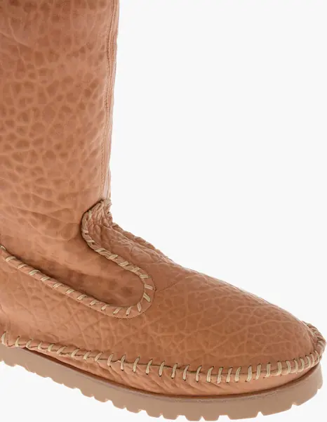 Cizme lungi DSQUARED2 Vintage-Effect Leather Boots Camping Brown Femei (BM 19774613) 4