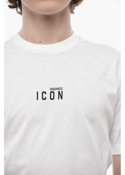 Tricouri DSQUARED2 Crew-Neck Cotton T-Shirt Icon With Contrast Logo White Barbati (BM 19774619) 3