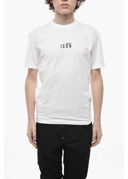 Tricouri DSQUARED2 Crew-Neck Cotton T-Shirt Icon With Contrast Logo White Barbati (BM 19774619) 1