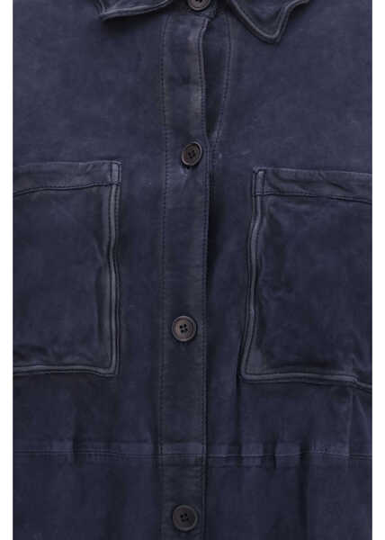 Camasi casual P.A.R.O.S.H. Suede Shirt BLU Femei (BM 19775087) 3