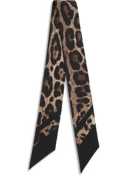 Esarfe Dolce & Gabbana Silk bandeau Scarf LEO MARRONE BDO NERO Femei (BM 19775183) 2