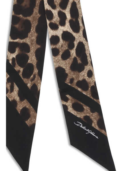 Esarfe Dolce & Gabbana Silk bandeau Scarf LEO MARRONE BDO NERO Femei (BM 19775183) 3