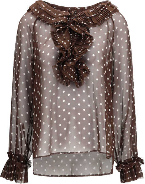 Camasi casual P.A.R.O.S.H. Polka-dot patterned Shirt FANTASIA MARRONE Femei (BM 19775222) 1