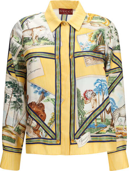 Camasi casual Gucci Silk twill Shirt YELLOW/IVORY/MC Femei (BM 19775261) 1