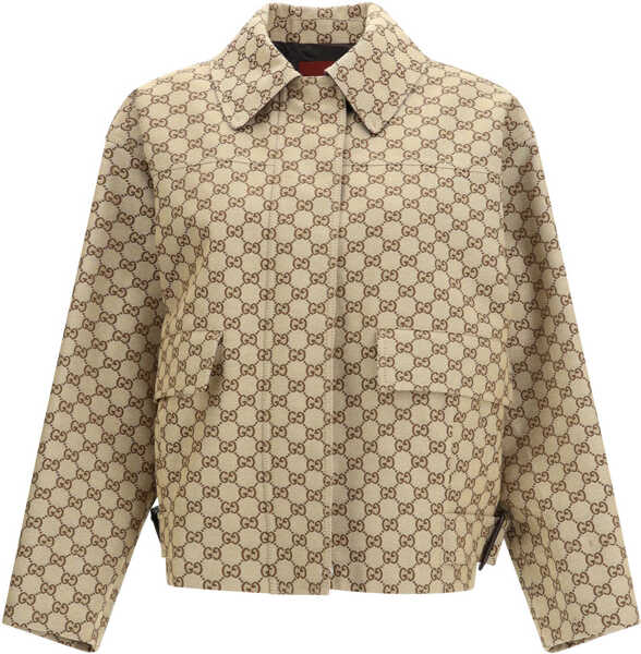 Bomber jacket Gucci GG Canvas bomber Jacket CAMEL/EBONY Femei (BM 19775291) 1
