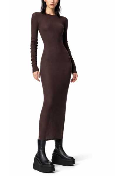 Rochii casual Rick Owens Long-Sleeved Midi Dress BROWN Femei (BM 19775648) 2
