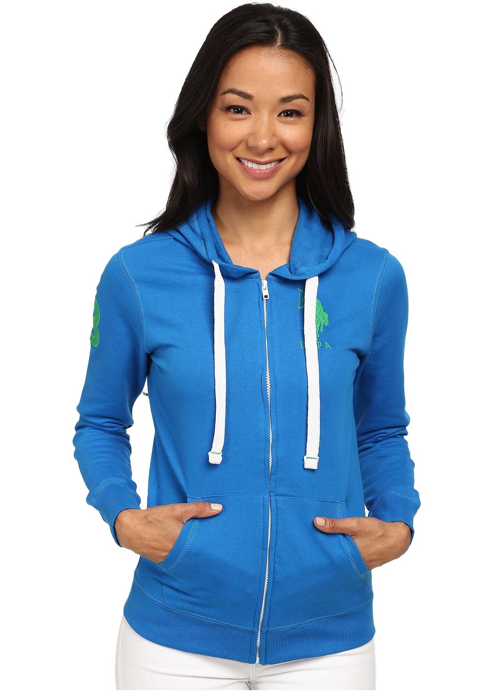 Bluza U.S. POLO ASSN. Fleece Hooded Jacket Royal Speed