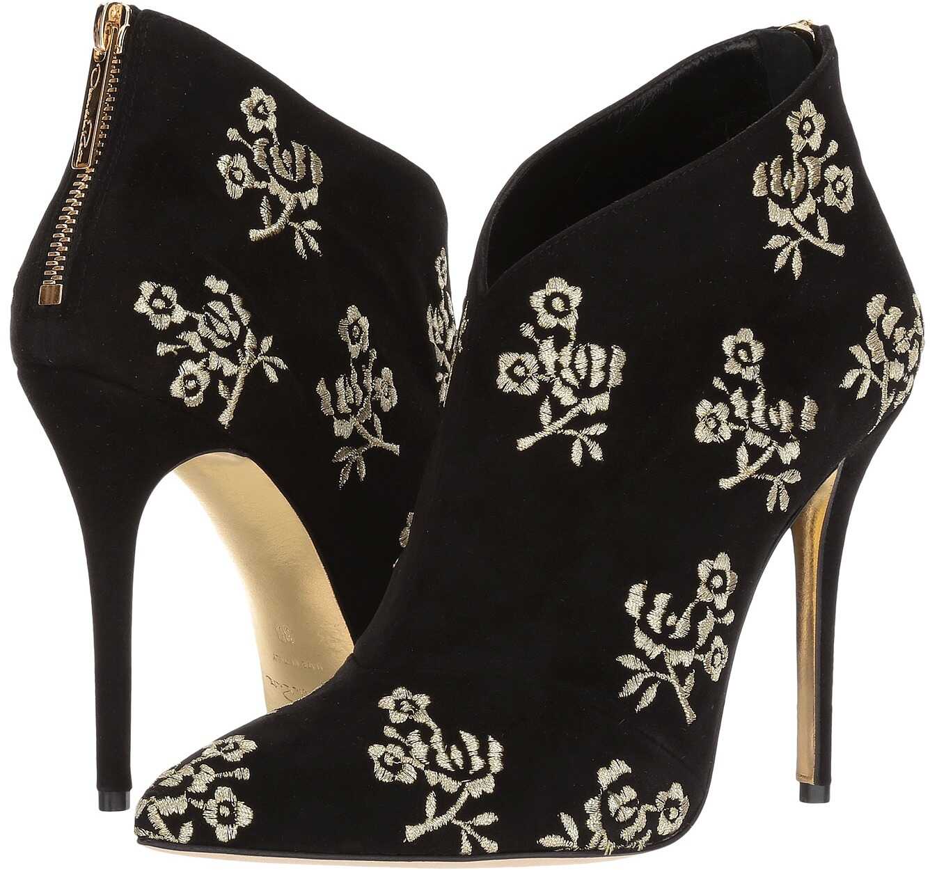 Gheata Oscar de la Renta Elkin 100mm Black/Gold Embroidered Suede