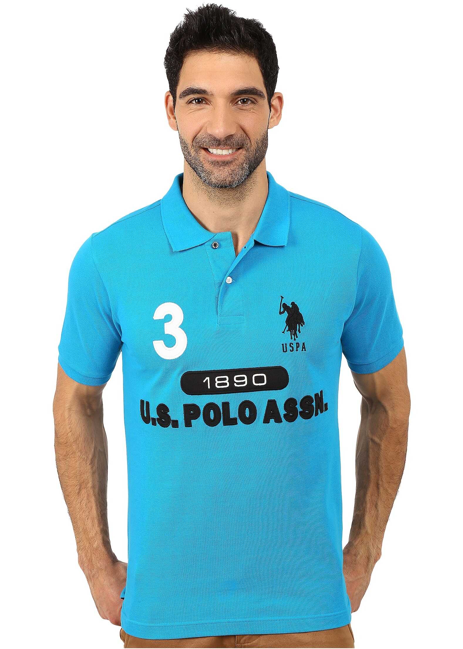 Tricou U.S. POLO ASSN. U S Polo Assn Logo Polo Teal Blue