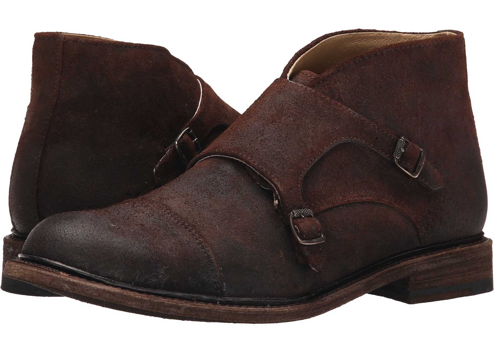Gheata Frye Jack Monk Chukka Dark Brown Waxed Suede