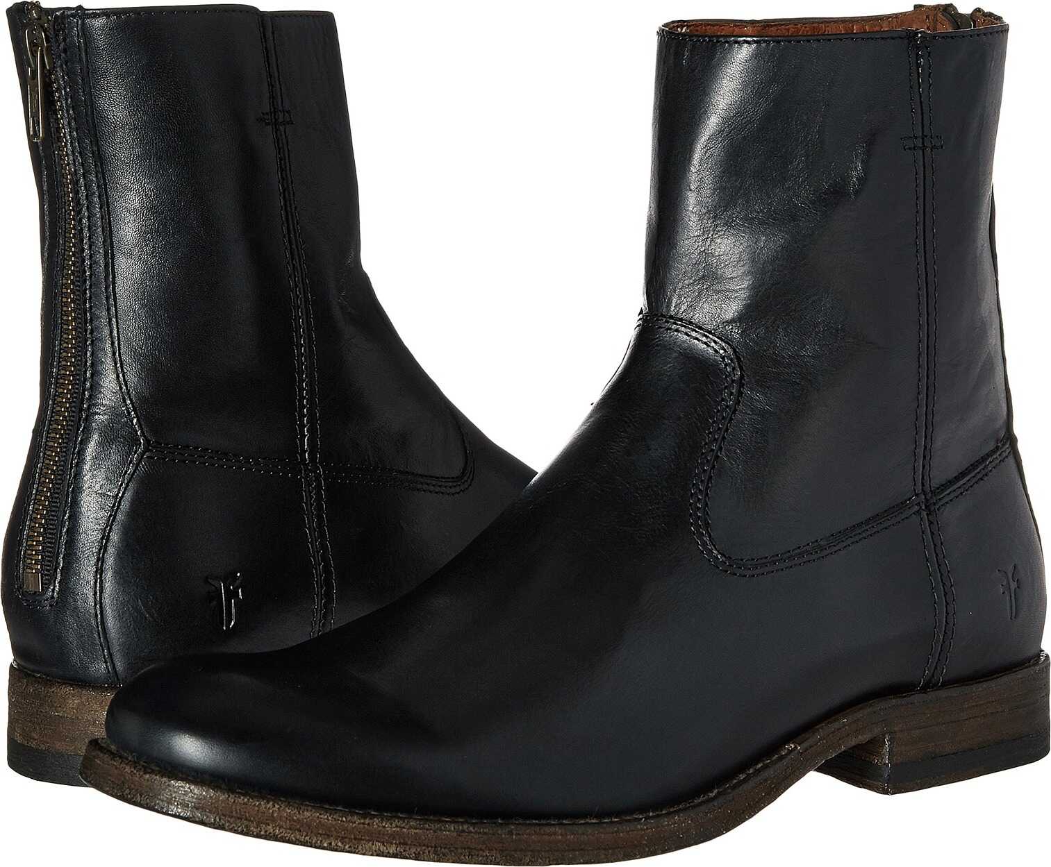 Gheata Frye Jacob Back Zip Black Antiqued Full Grain