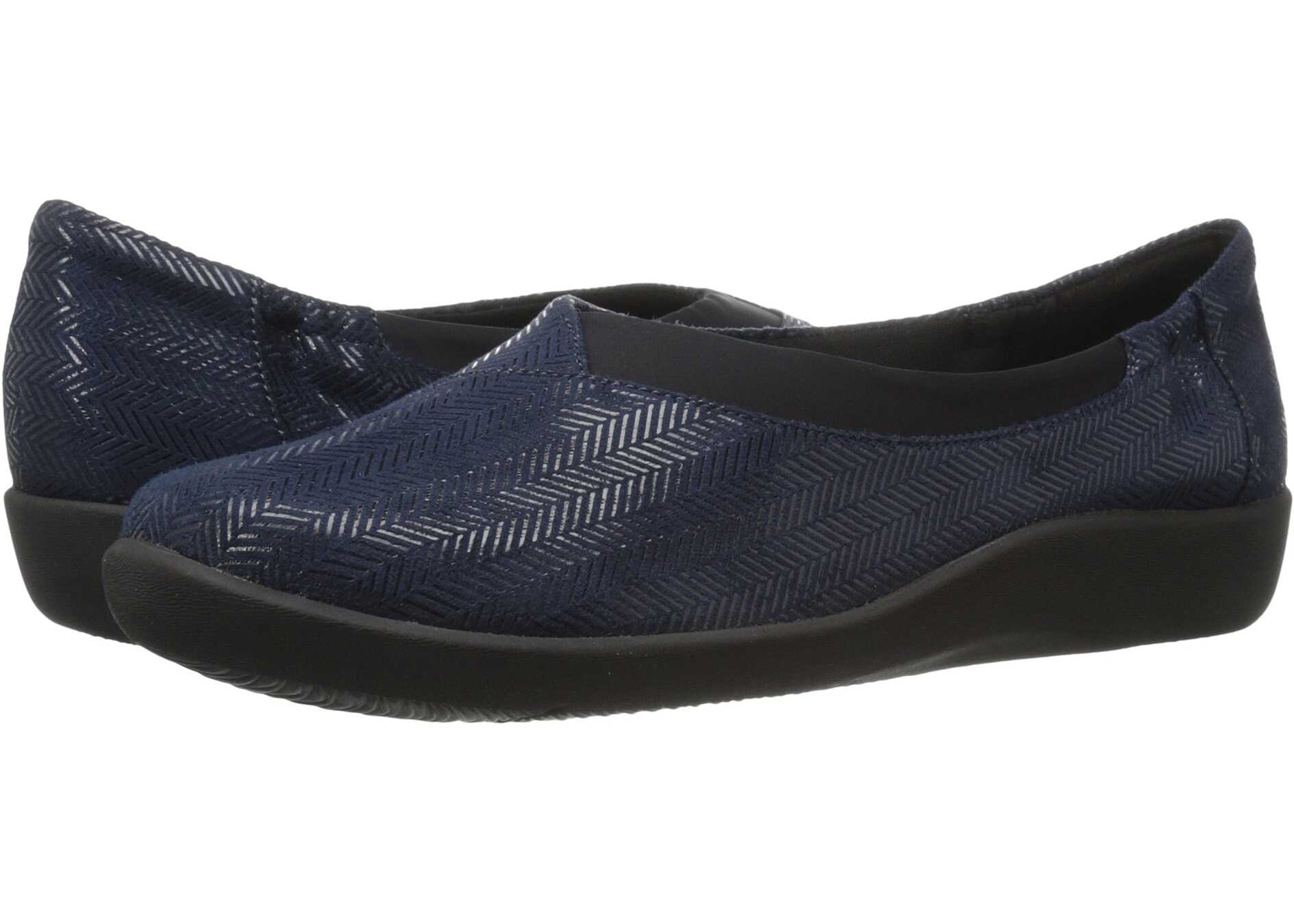 Balerin Clarks Sillian Jetay Navy Herringbone