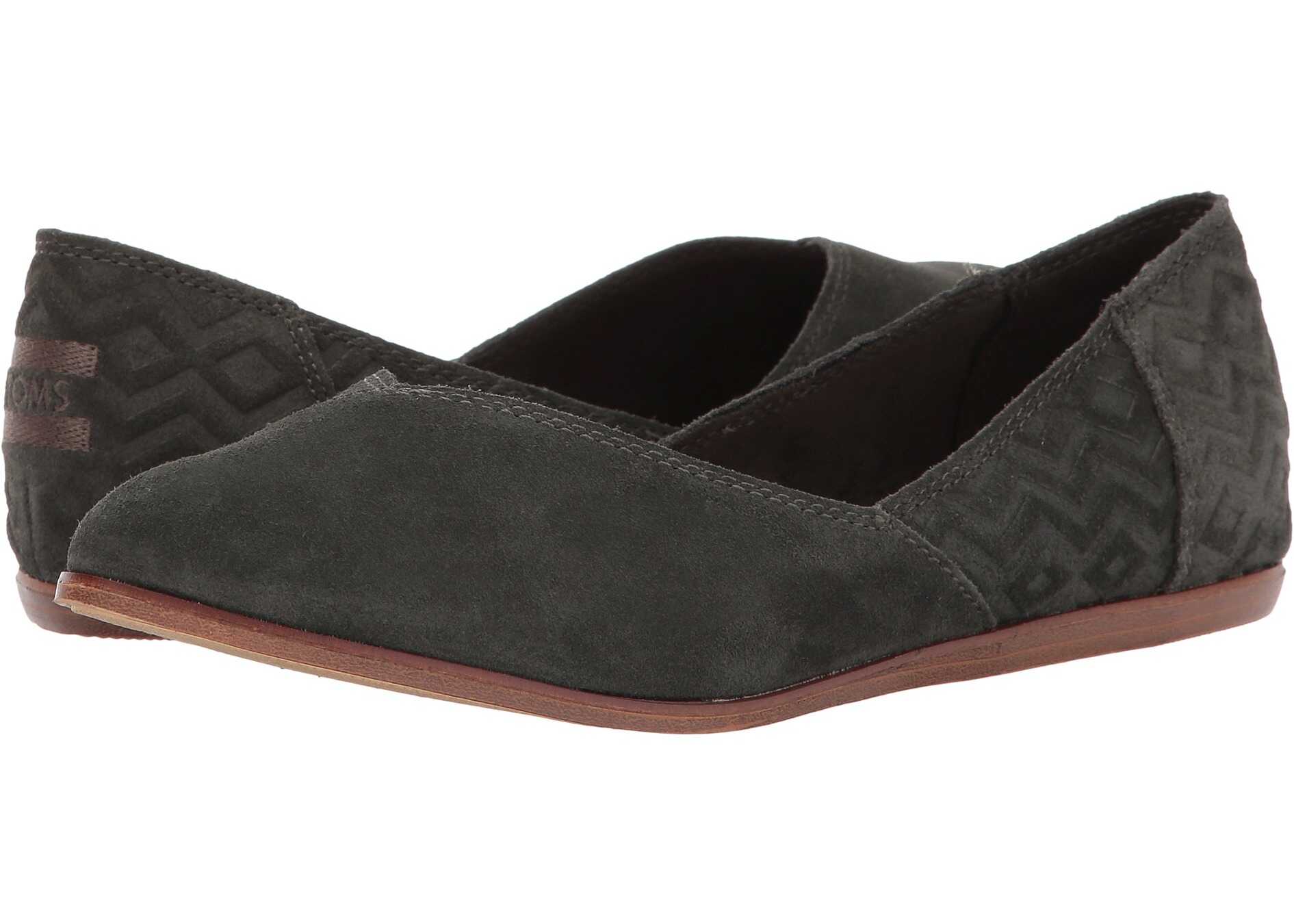 Balerin TOMS Jutti Flat Forest Suede Diamond Emboss