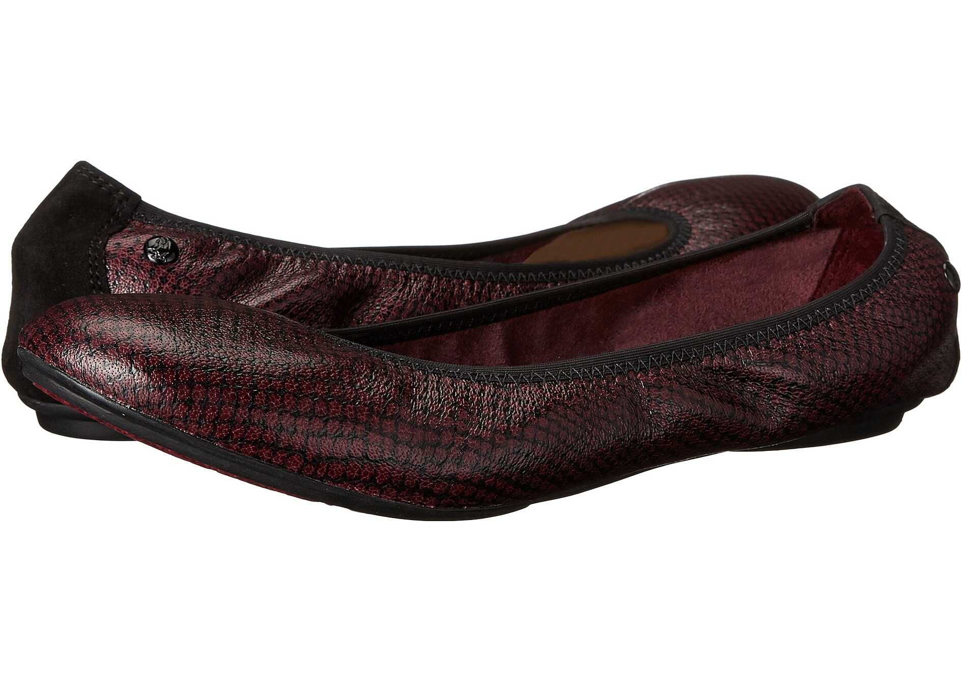 Balerin Hush Puppies Chaste Ballet Red/Black Embossed Leather