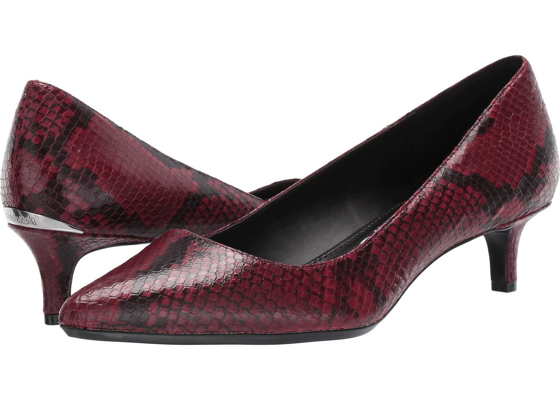 Calvin Klein Gabrianna Pump Barn Red Two-Tone Snake