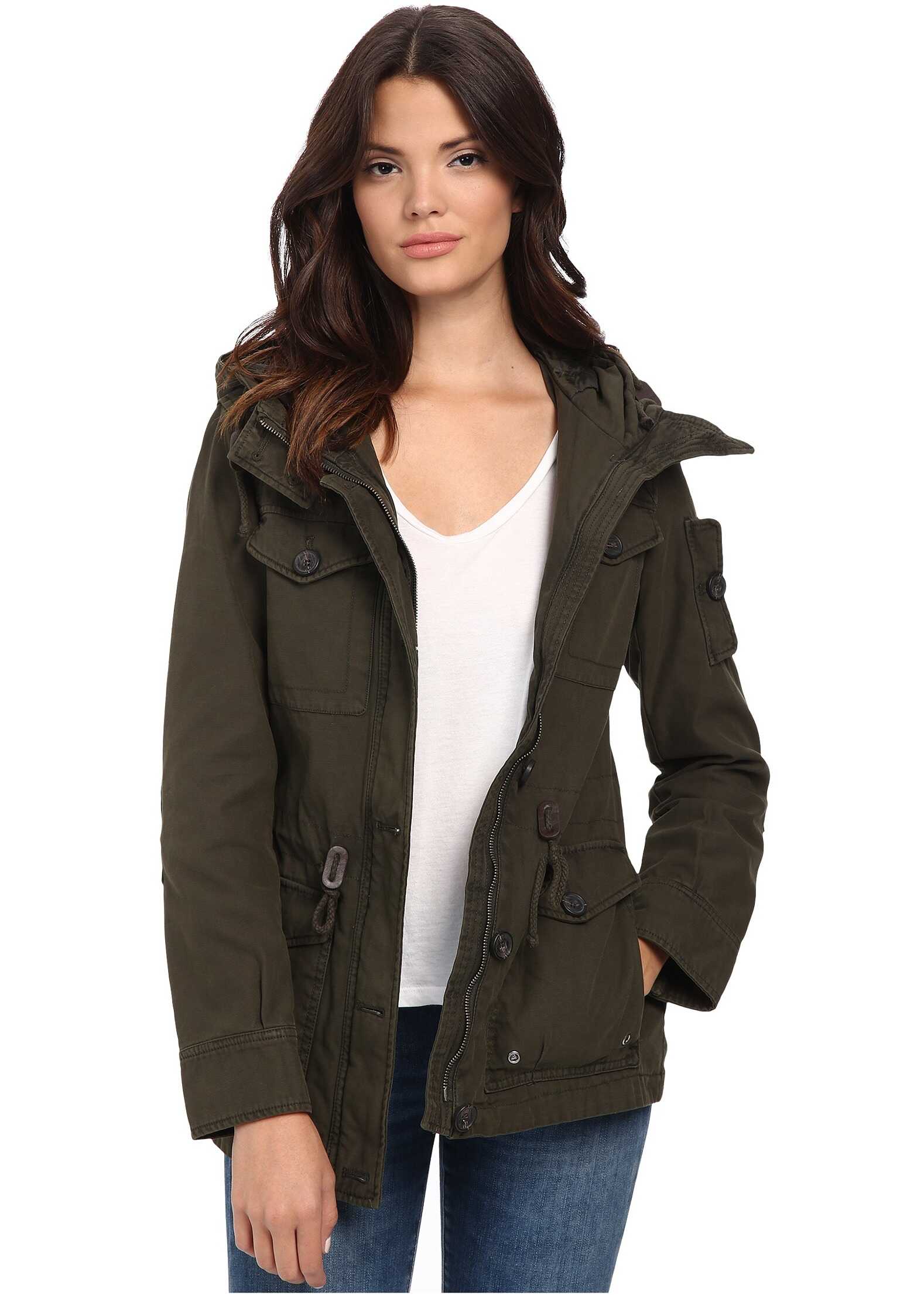 Geaca Levi's® Washed Cotton Fashion Four-Pocket Military w/ Hood Army Green