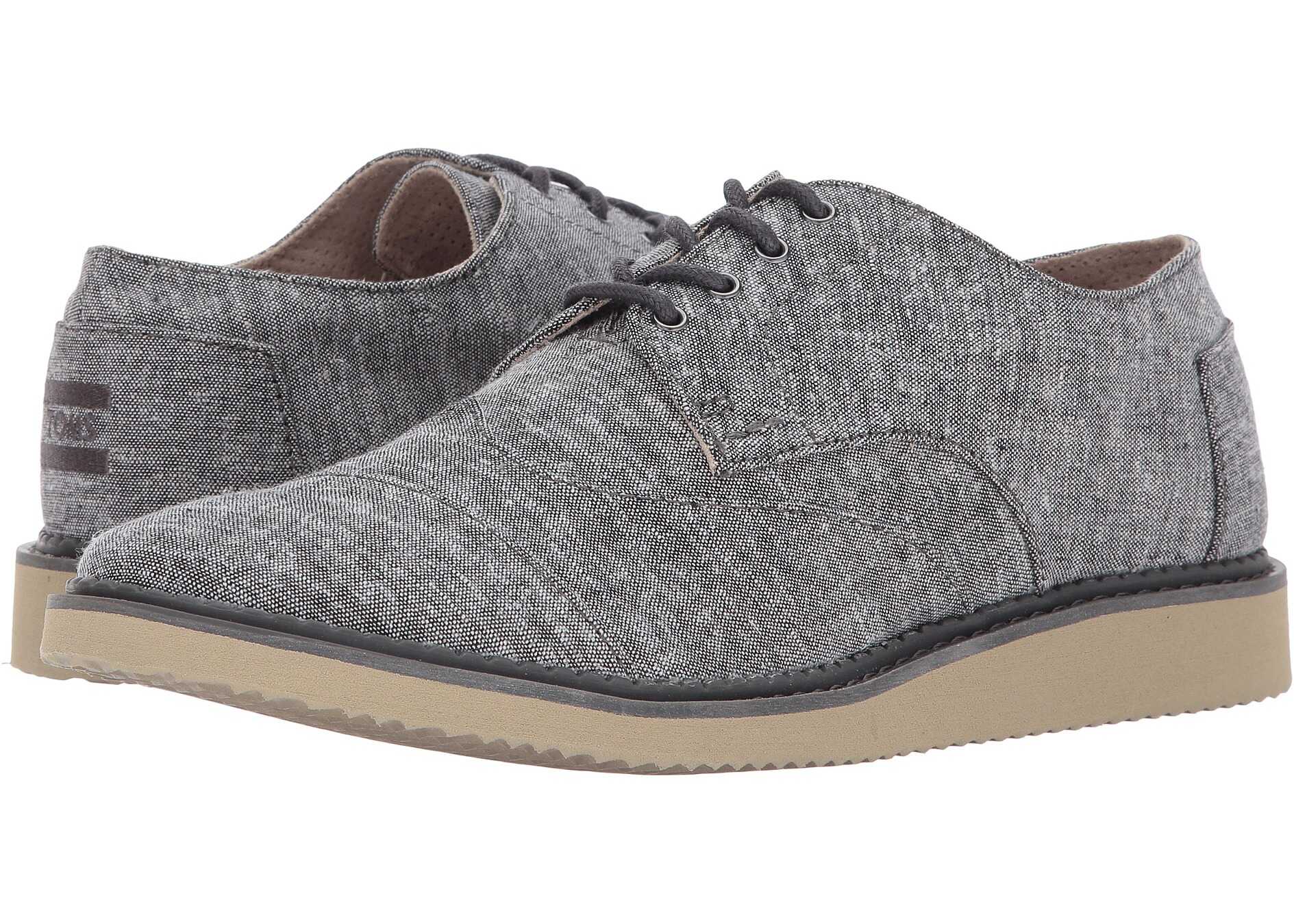 Pantof TOMS Brogue Black Slub Chambray
