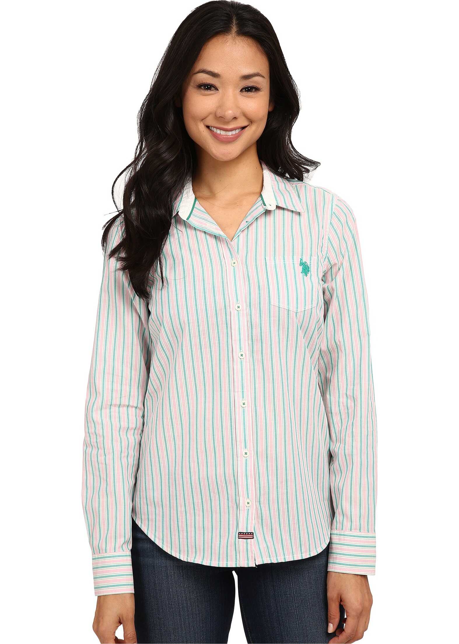 Camasa U.S. POLO ASSN. Striped Poplin Shirt Dynasty Green