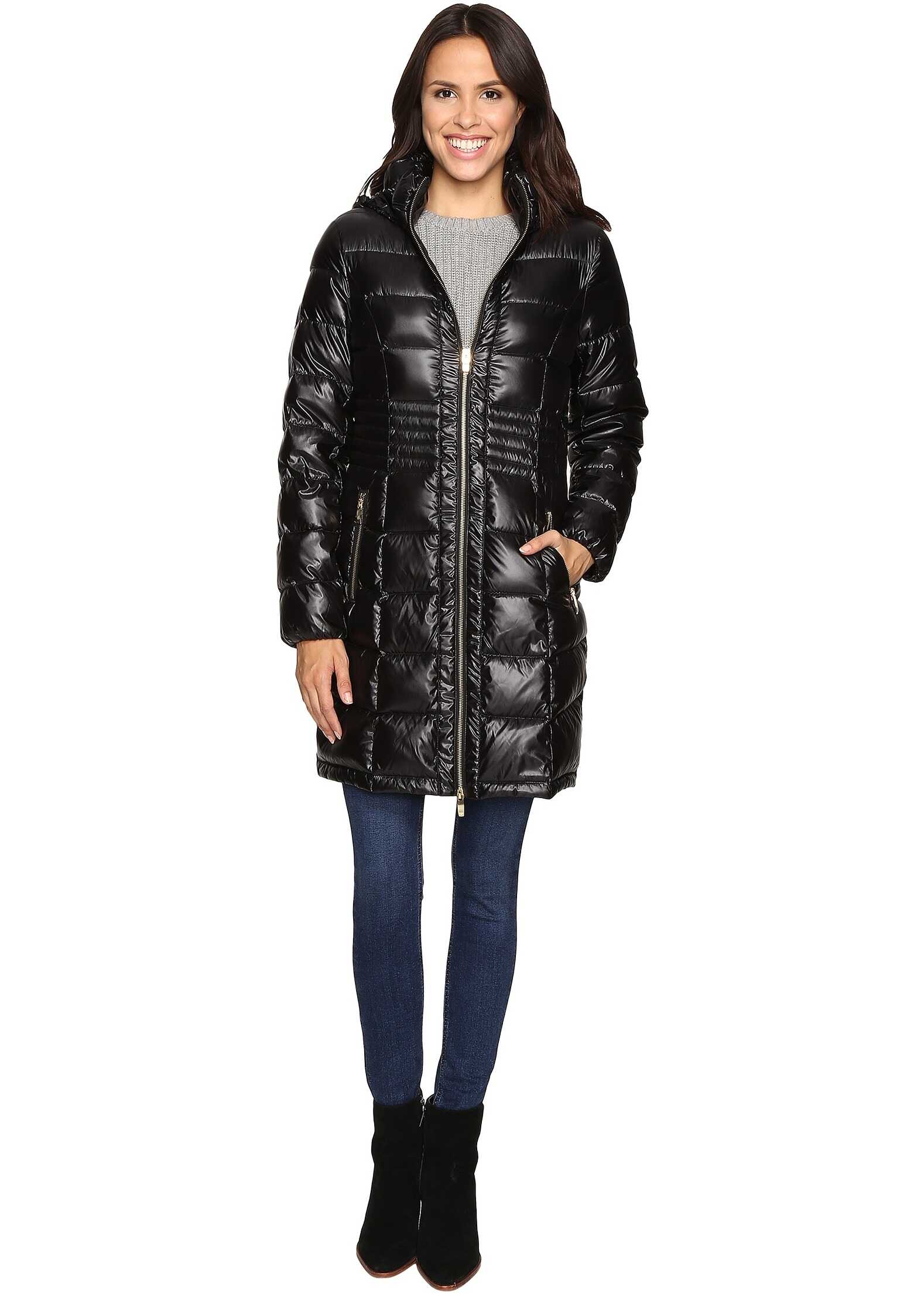 Geaca Via Spiga Metallic Hooded Packable Down Coat Black
