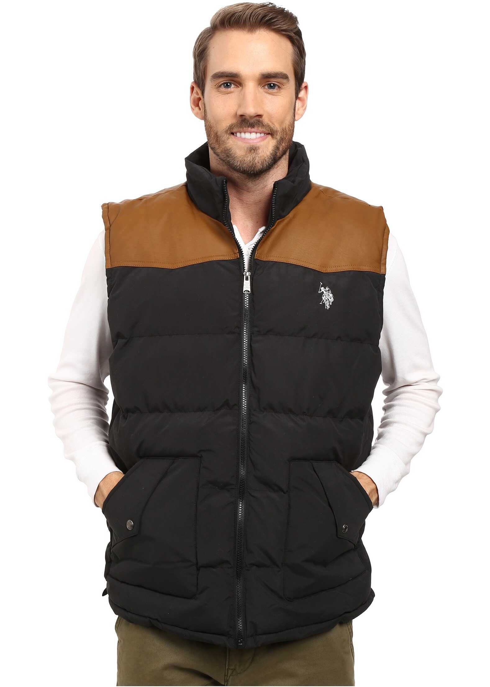 Geaca U.S. POLO ASSN. Western Yoke Puffer Vest Black