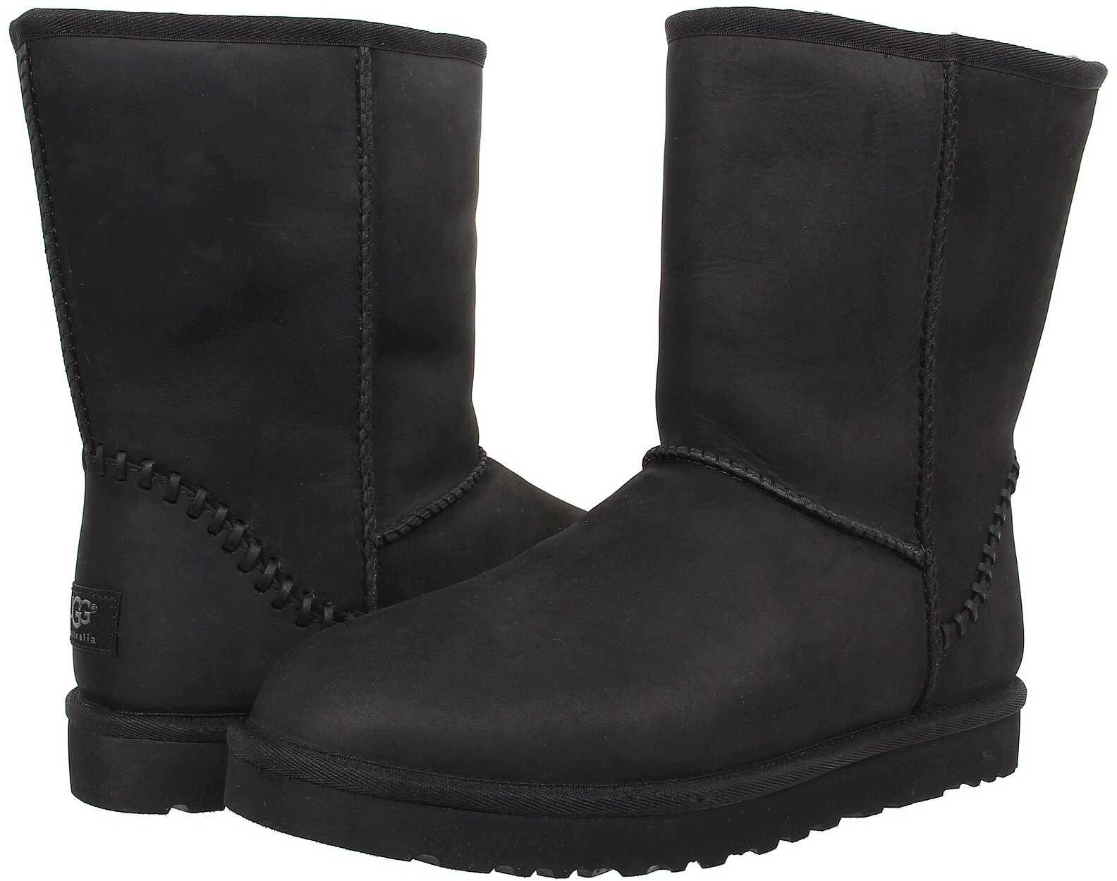 Gheata UGG Classic Short Deco Black Leather
