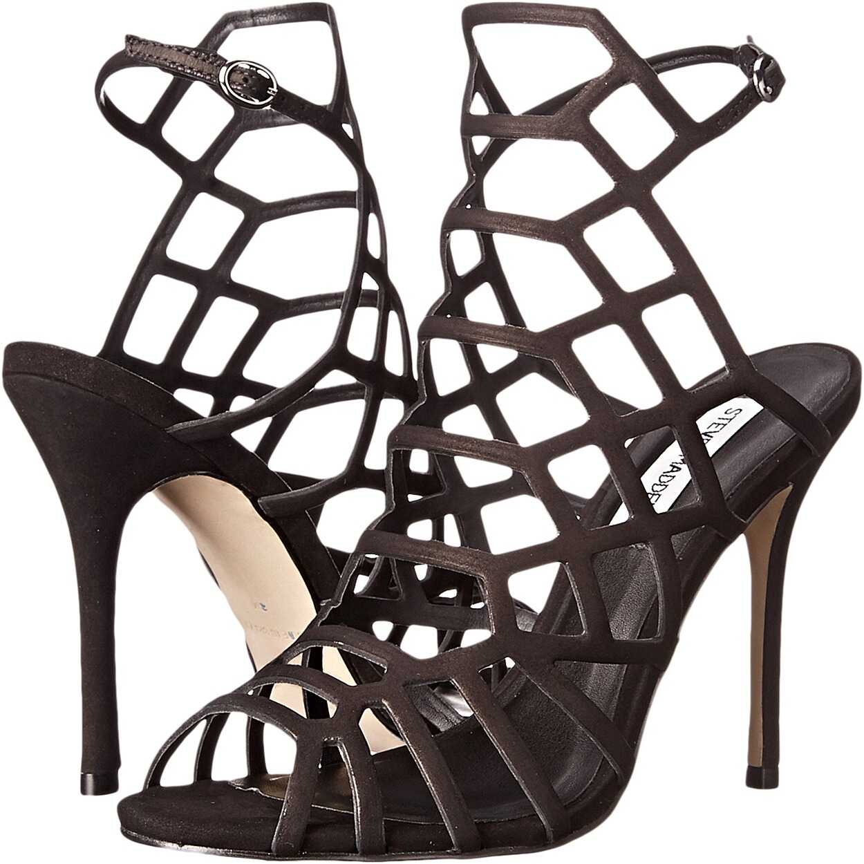 Pantof Steve Madden Slithur Caged Sandal Black Nubuck