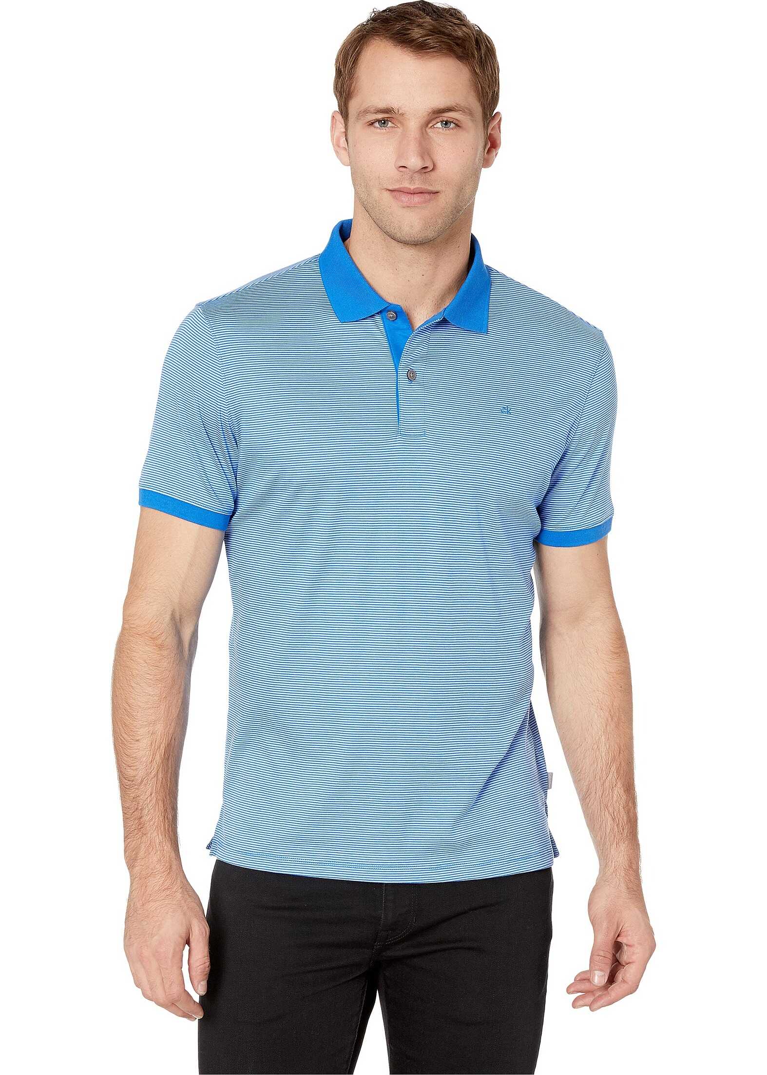 Calvin Klein S/S 2 Button Liquid Cotton Interlock Polo Blue Bell Combo