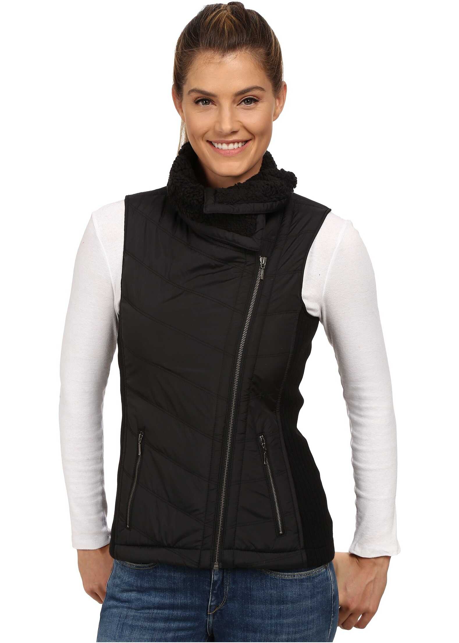 Vesta Prana Diva Chevron Quilt Vest Black